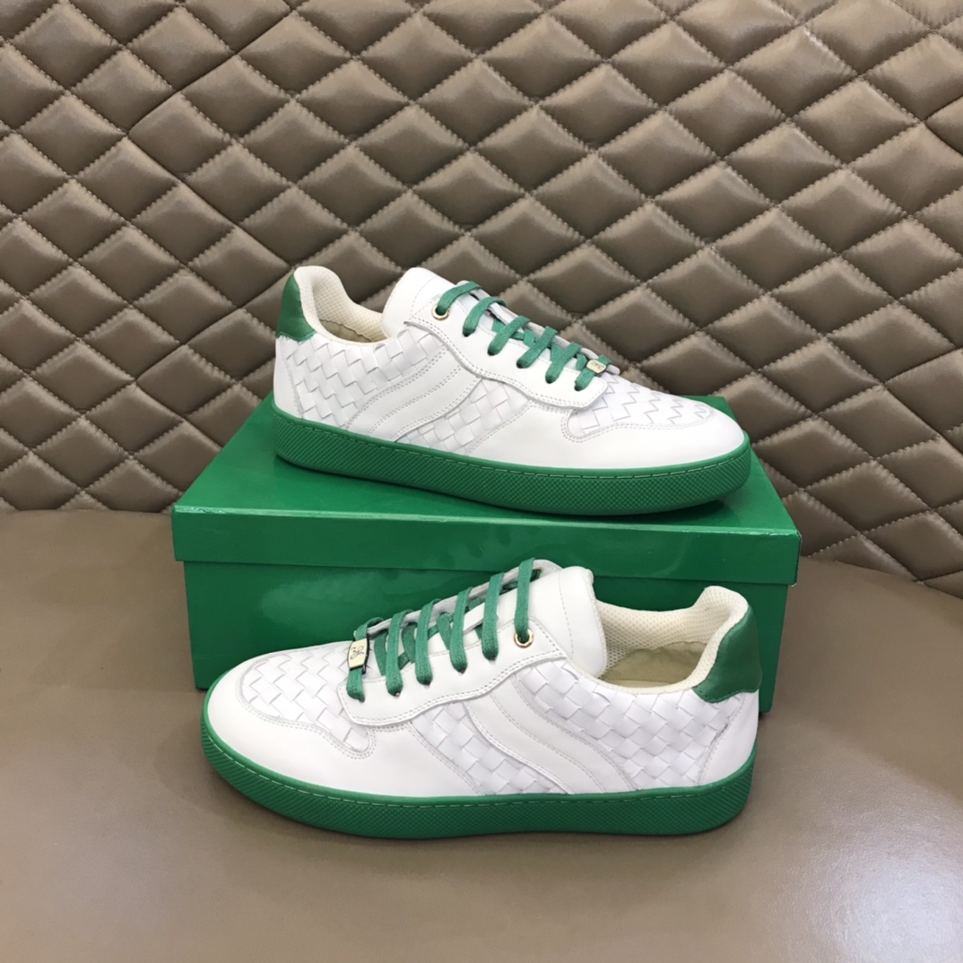Bottega Veneta Men’s With Wave Line Sneakers White And Green For Men