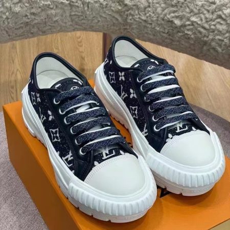 Louis Vuitton Squad Sneaker Monogram Denim Black For Women LV