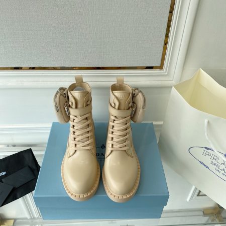 Prada Brushed And Re-Nylon Boots Beige For Women 2in/50mm Prada 
