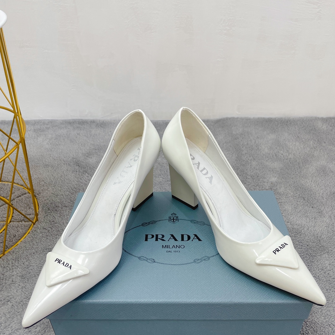 Prada Brushed Pumps White For Women Prada