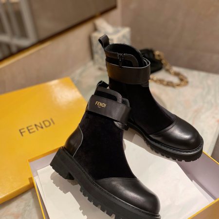 Fendi Junior Biker Boots Black For Women FF