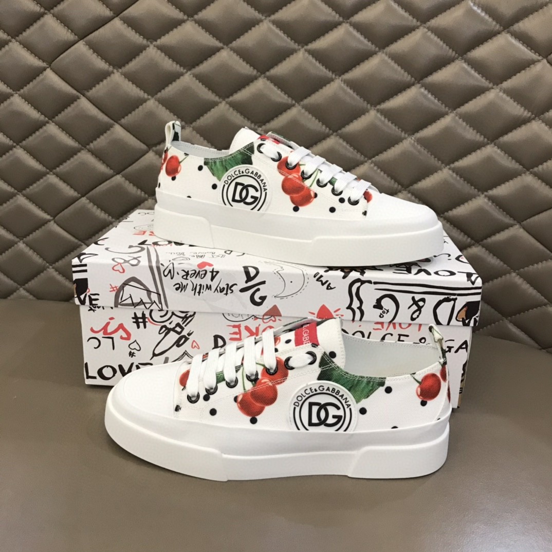 Dolce & Gabbana Canvas Portofino Light Sneakers With DG Logo White For Men DG Shoes