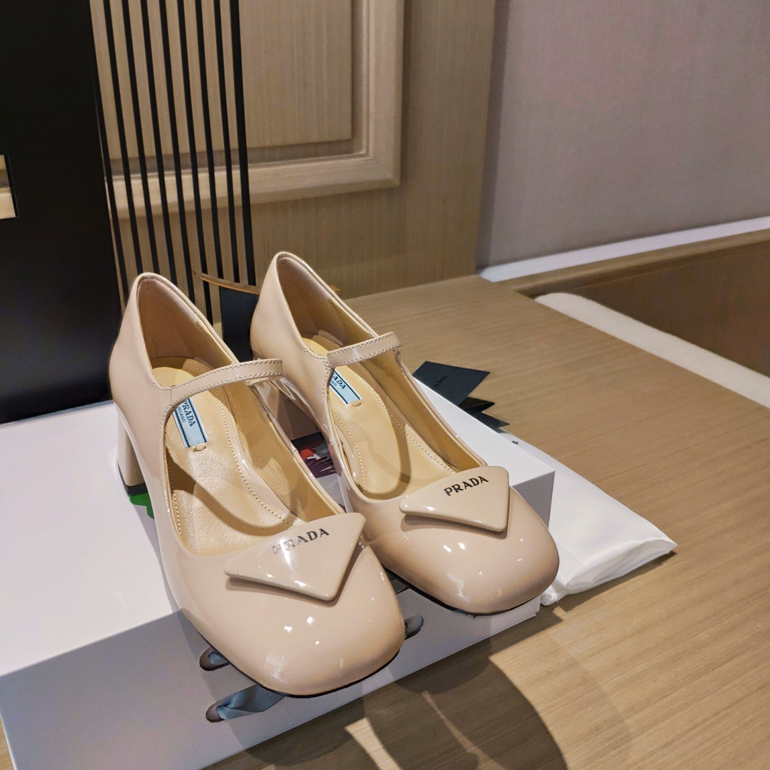 Prada Patent Pumps Beige For Women 1.8in/45mm Prada