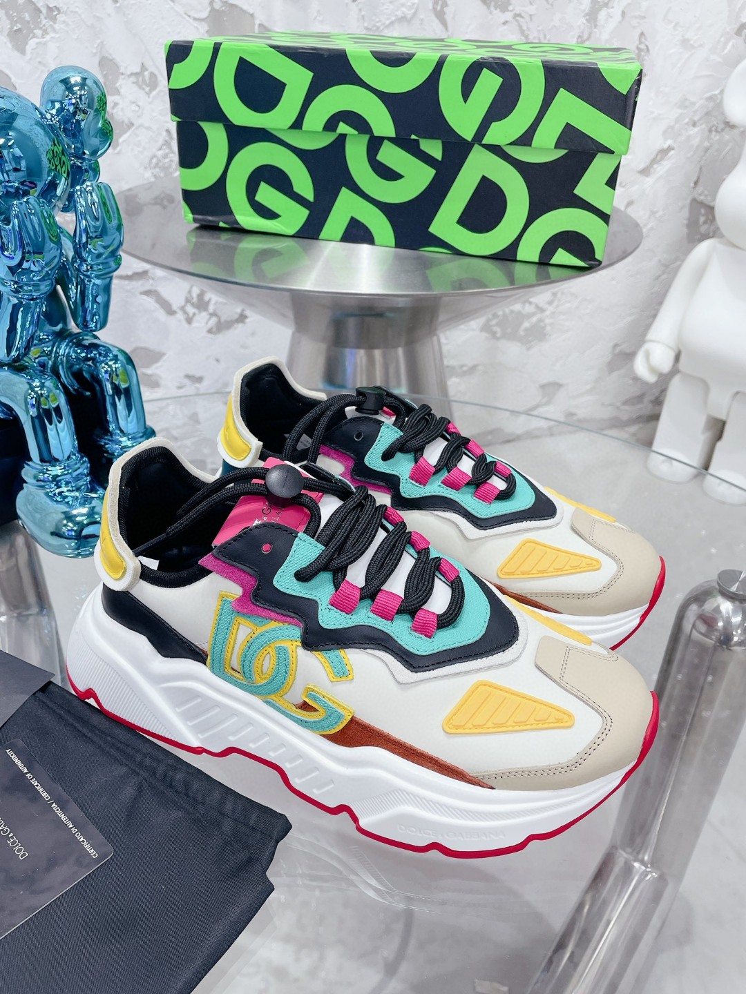 Dolce & Gabbana Mixed-Materials Daymaster Sneakers Multicolor For Men DG Shoes