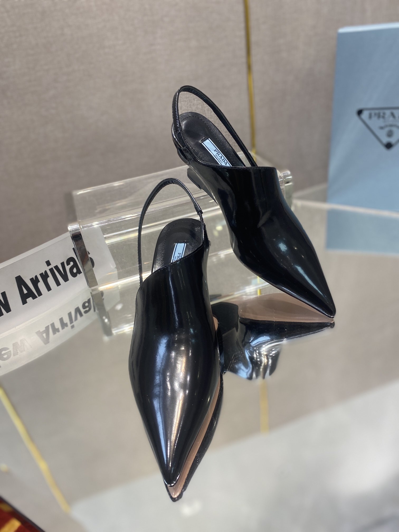 Prada Brushed Slingback Pumps Black For Women 2.6in/65mm Prada 1I886M_055_F0002_F_A065
