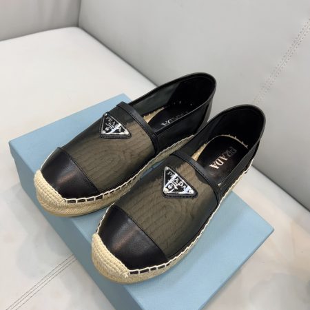 Prada Mesh And Nappa Espadrilles Black For Women 0.8in/20mm Prada 1S805M_3U09_F0002_F_020