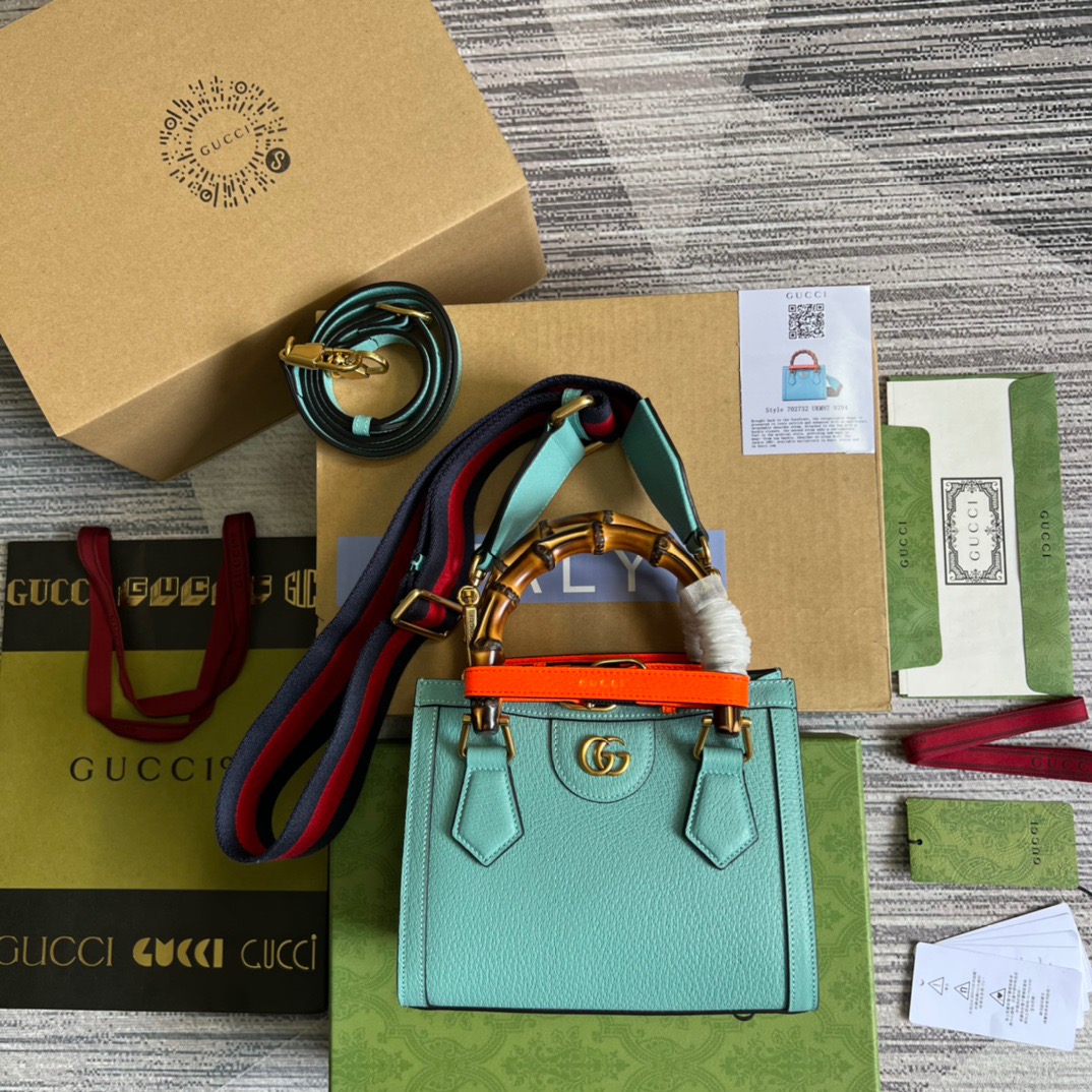 Gucci Diana Mini Tote Bag Light Blue For Women, Women’s Bags 7.9in/20cm Gucci 702732 U3ZDT 4377
