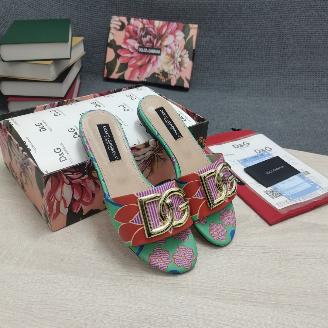 Dolce & Gabbana Jacquard Slides With DG Logo Multicolour For Women DG Shoes CQ0455AY27287768