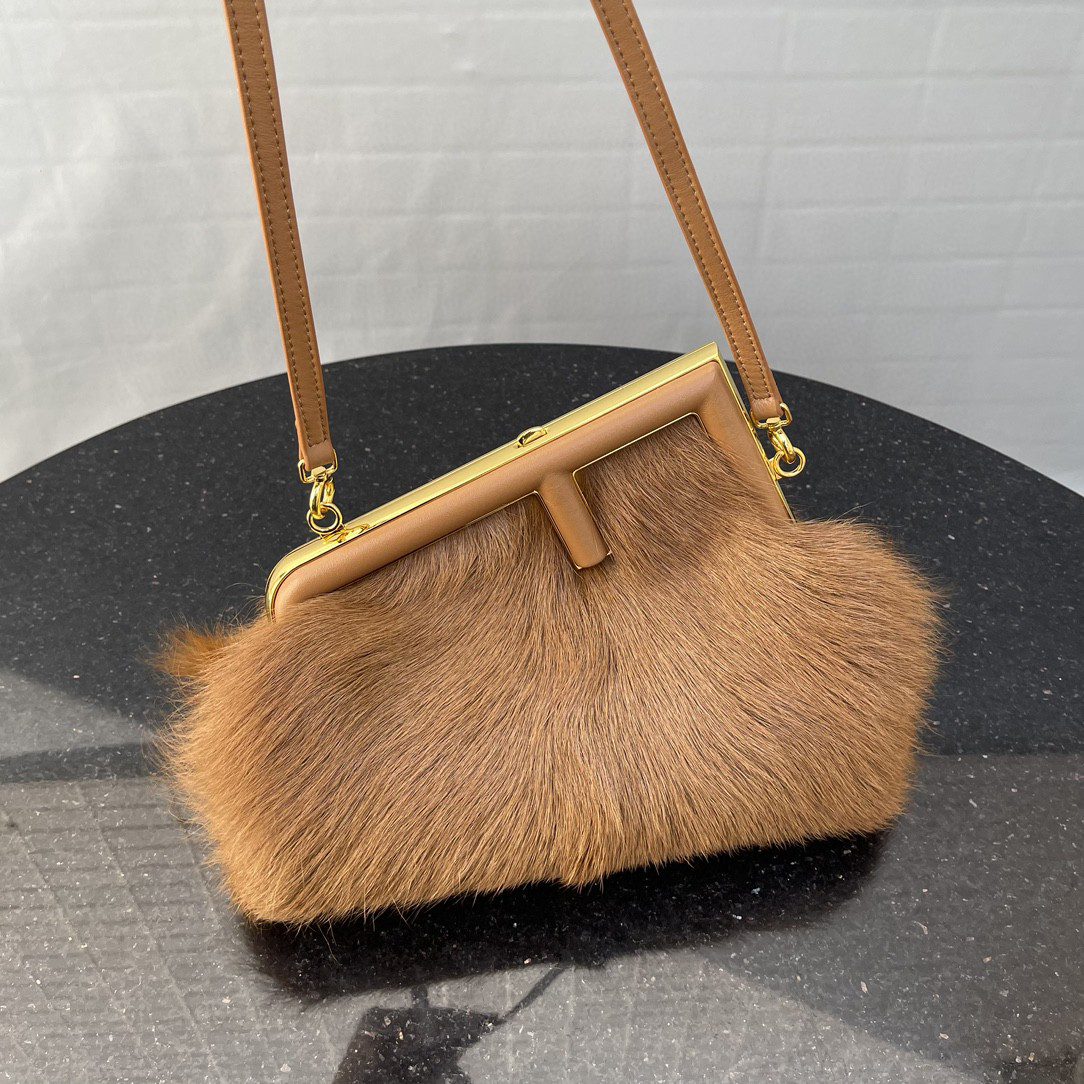 Fendi First Small Brown Fox Fur Bag For Woman 26cm/10in