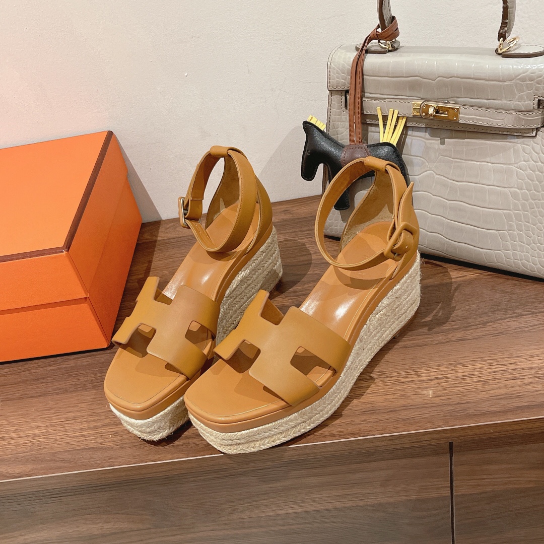 Hermes Doll 40 Espadrilles Brown For Women 1.6in/4cm