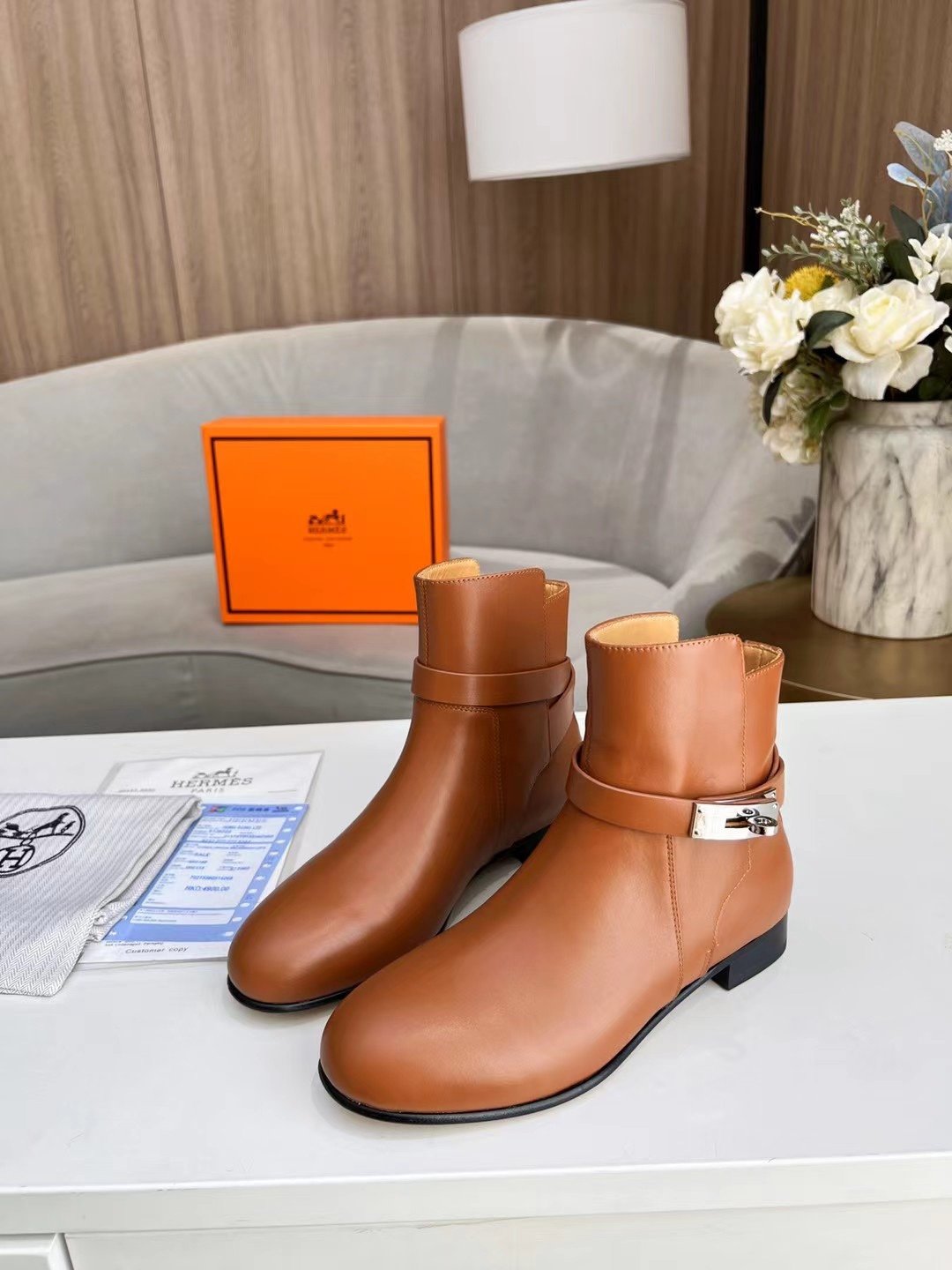Hermes Frenchie 50 Ankle Boot Brown For Women H222092Z A3360