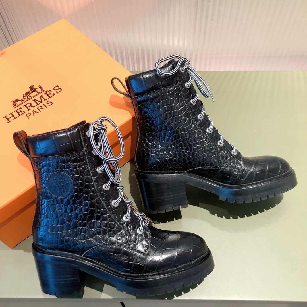 Hermes Fresh Ankle Boot Black For Women 1.6in/4cm