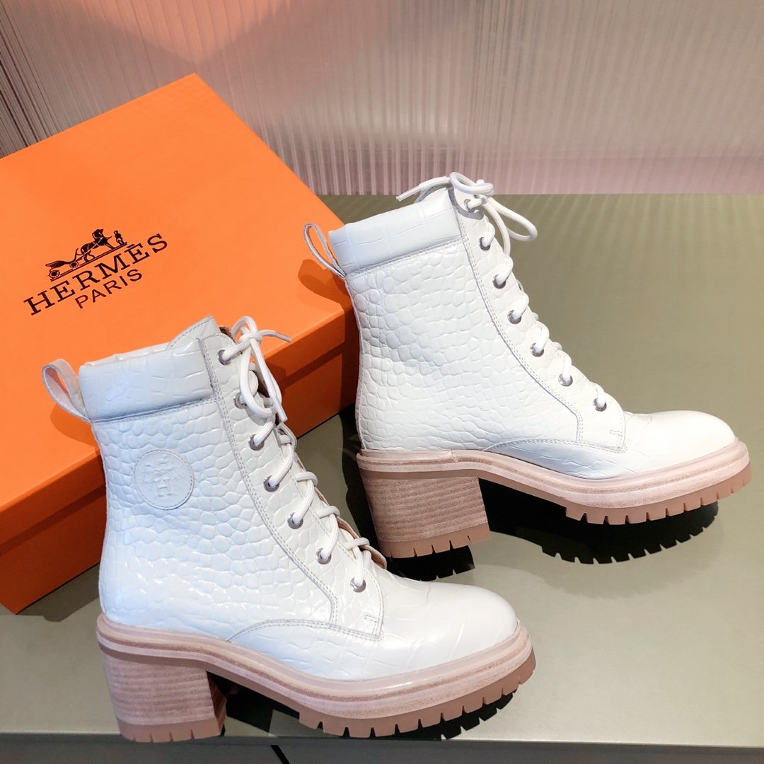 Hermes Fresh Ankle Boot White For Women 1.6in/4cm