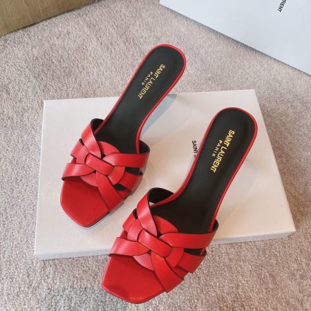Yves Saint Laurent Women’s Tribute Heeled Mules Red For Women YSL