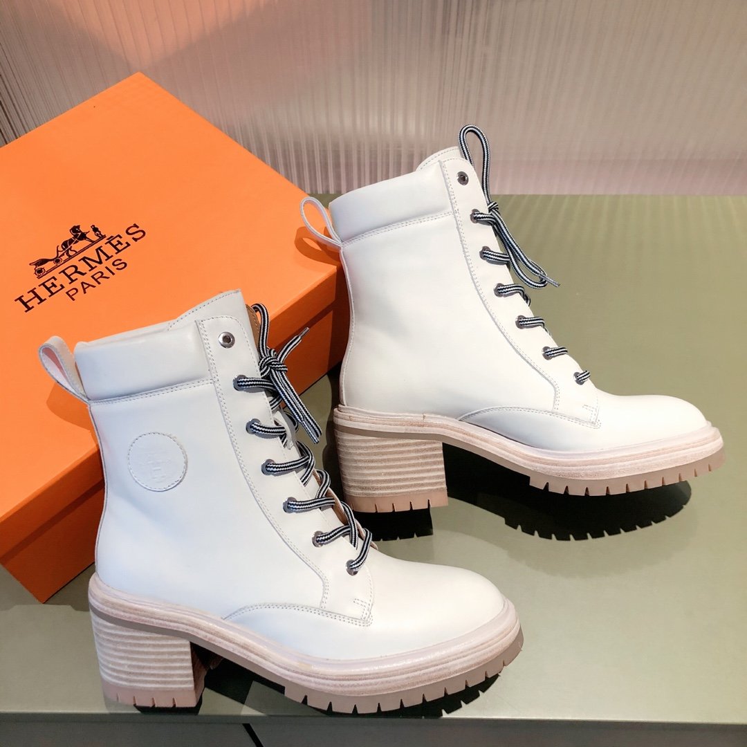 Hermes Fresh Ankle Boot White For Women 1.6in/4cm