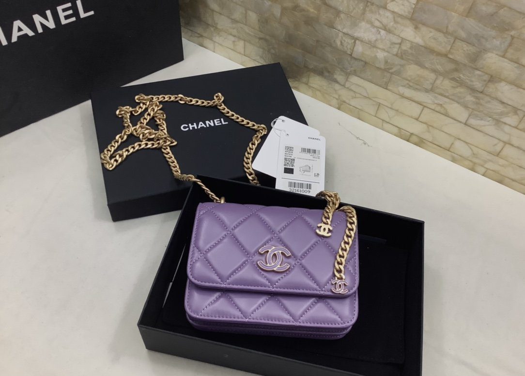 Chanel Spring And Summer 22C Violet For Women, Women’s Bags 6.1in/15.5cm