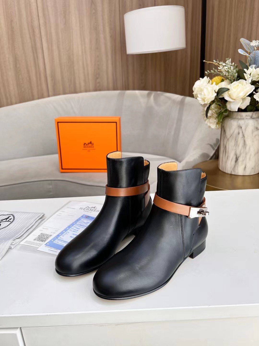 Hermes Frenchie 50 Ankle Boot Black For Women